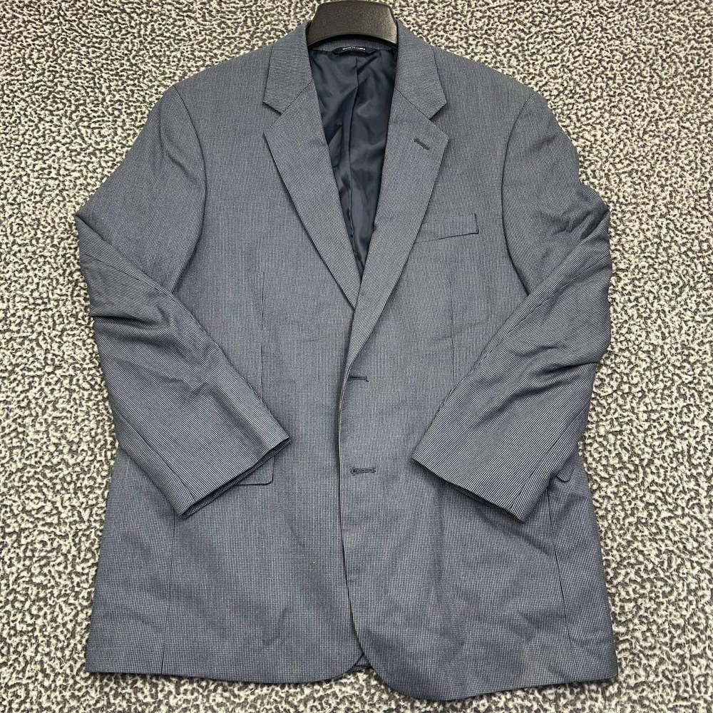 Croft & Barrow Blazer Jacket Men 42R Blue Classic‎ Fit Two Button Houndstooth